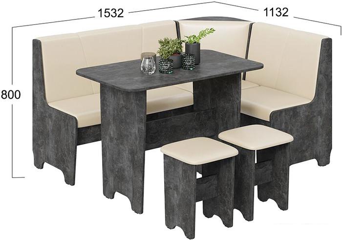 Обеденная группа Трия Техас исп. 1 (ателье темный/экокожа бежевый)