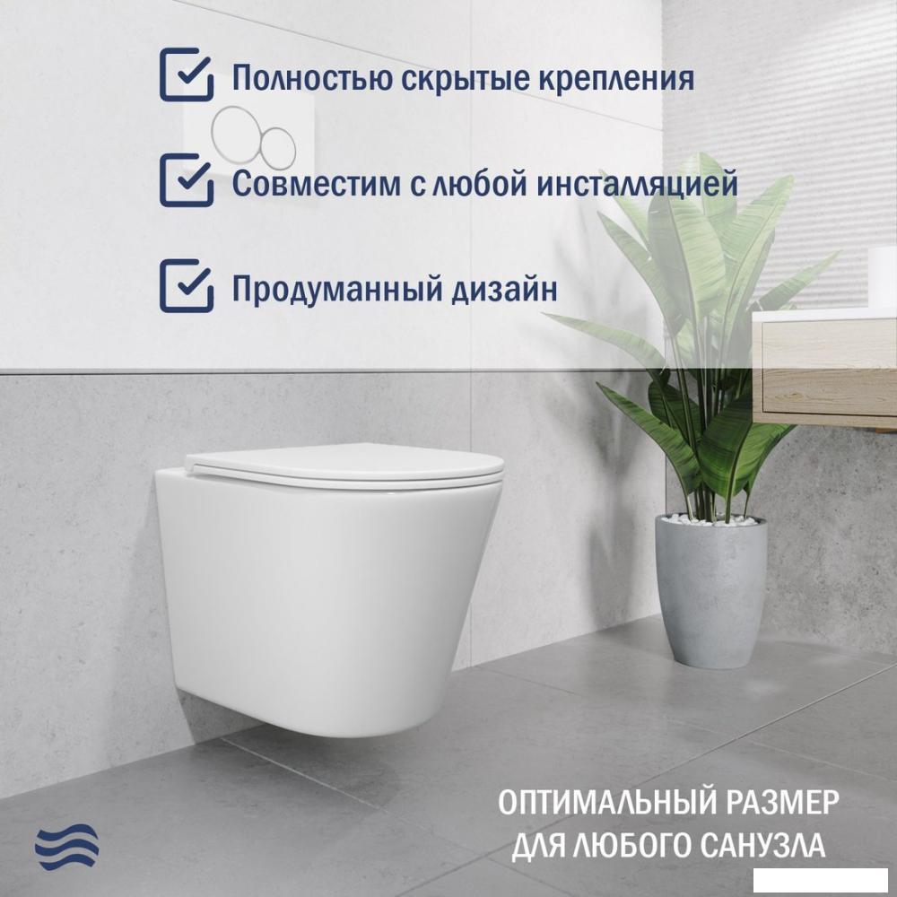 Унитаз подвесной Lauter Longer 2110822 с кнопкой 219701E (круглая, хром)