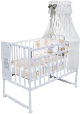 Детские кроватки VDK Mini Loft 3D колесо-качалка Oh My Bear (белый)