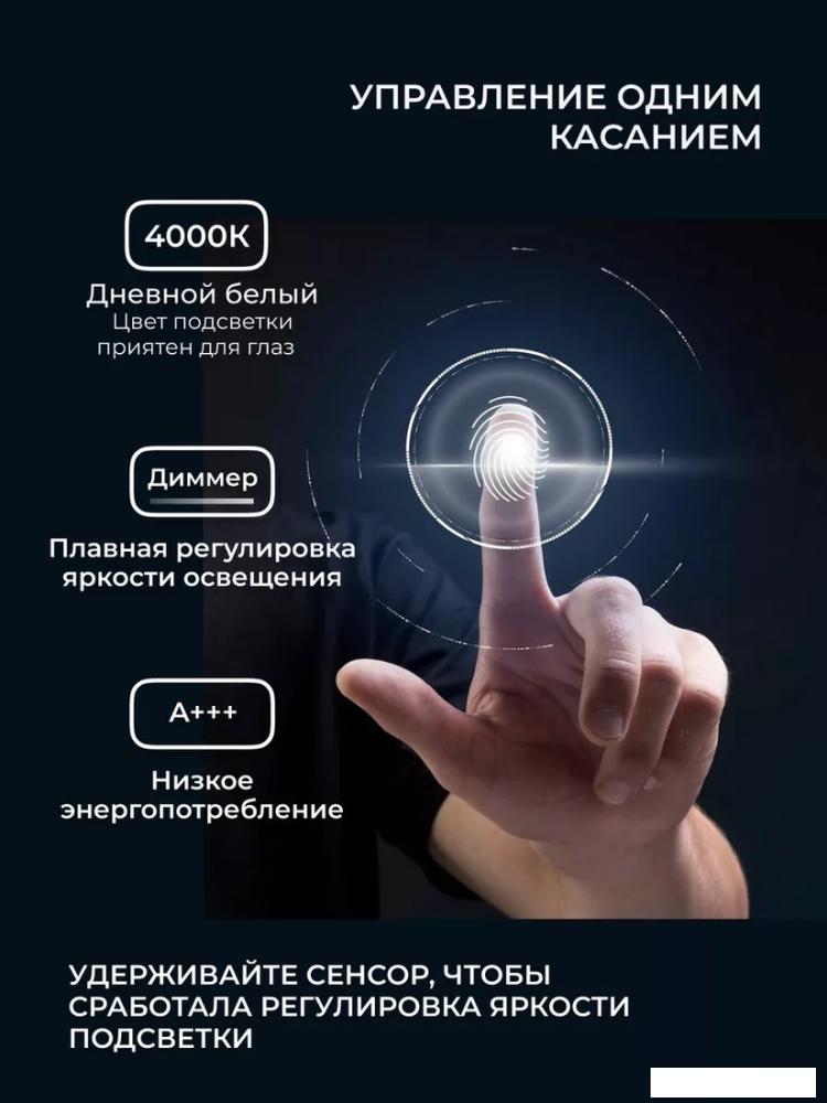 Зеркало с подсветкой  EMZE Smartphone 50x100 LED.UV.SMART.50.100.CHE (черный)