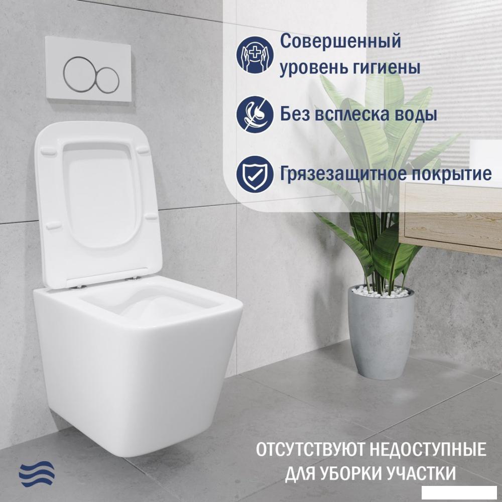 Унитаз подвесной Lauter Square 214903 с кнопкой 219702E (круглая, белый)