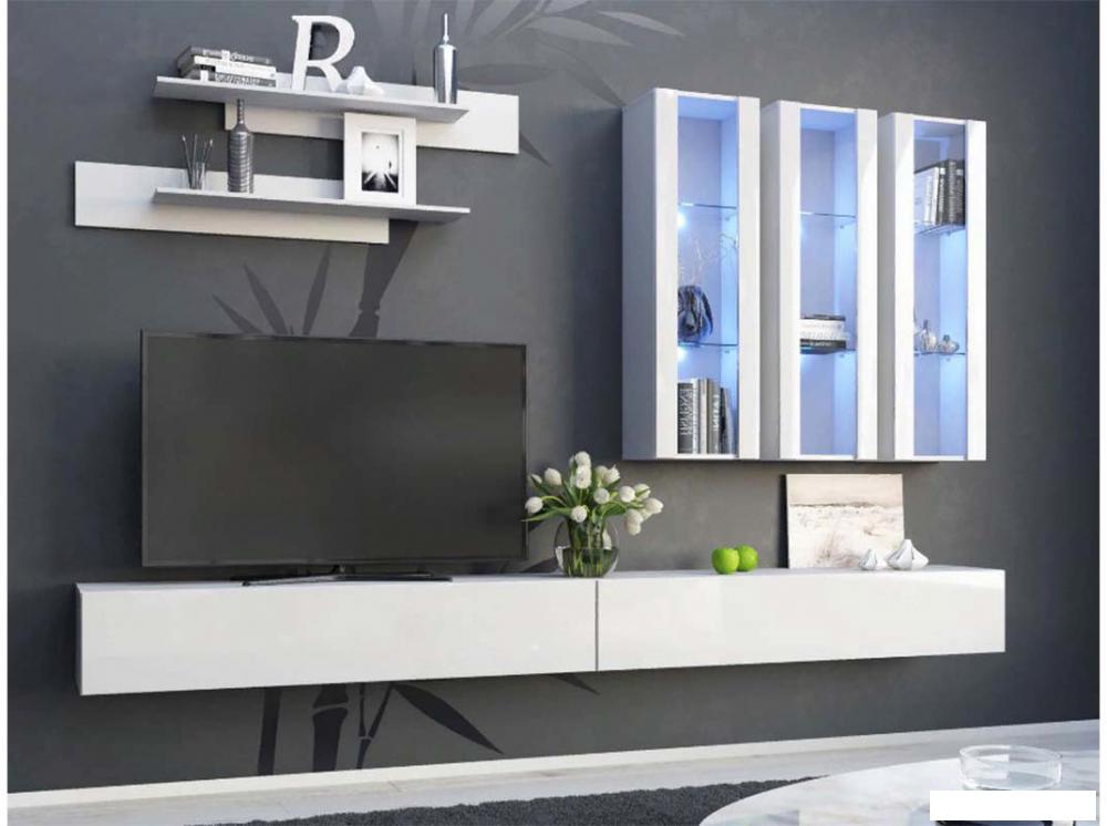 Шкаф-пенал НК-Мебель Point Тип-21 (белый/белый глянец)