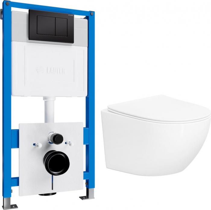 Унитаз подвесной Lauter Sulzdorf с микролифтом и кнопкой смыва 219704J (черный)