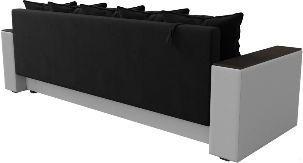 Диваны Лига диванов Дубай лайт полки справа 114330 (микровельвет черный/экокожа белый)