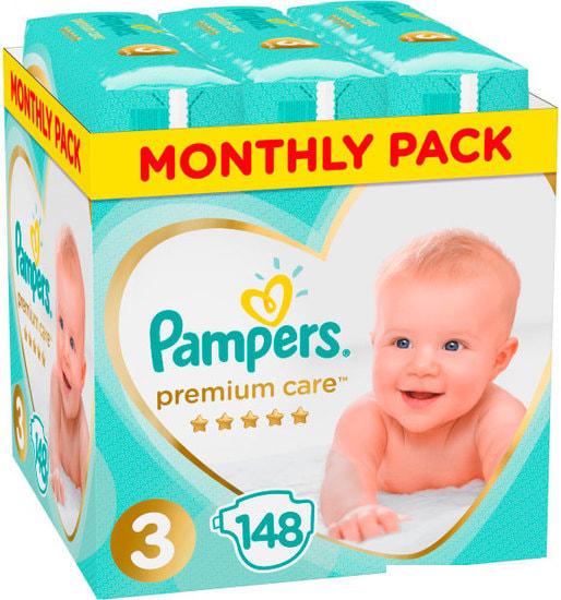 Детские подгузники Pampers Premium Care 3 (148 шт)