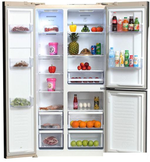 Холодильник side by side Hyundai CS6073FV (золотистое стекло)