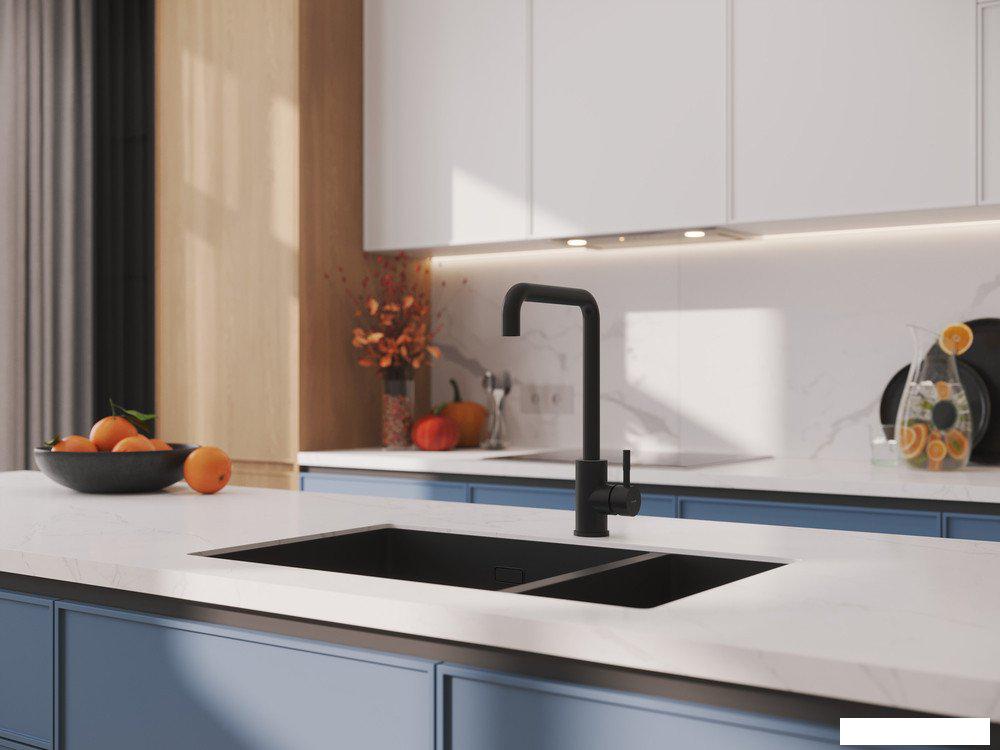 Смесители Cersanit Como однорычажный с п-образным изливом 68246 (черный)