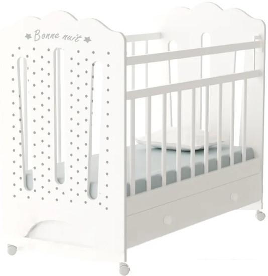 Детские кроватки VDK Bonne колесо-качалка и ящик (белый)