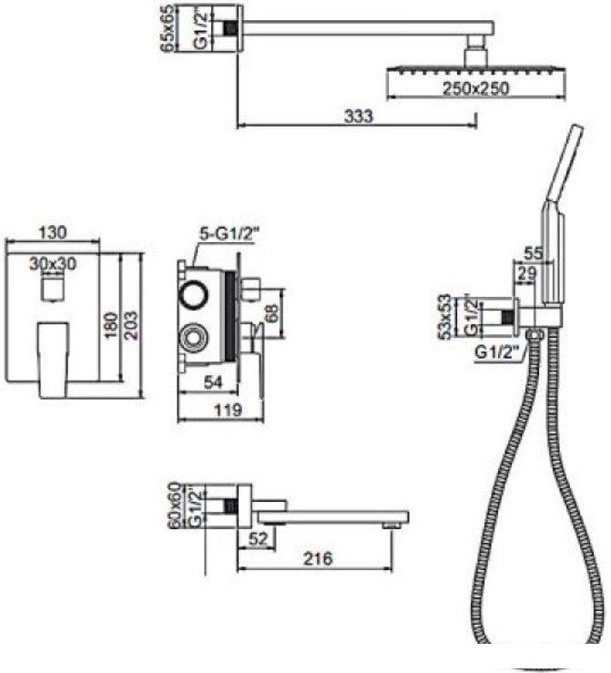 Душевые системы и гарнитуры Ledeme L2478-2