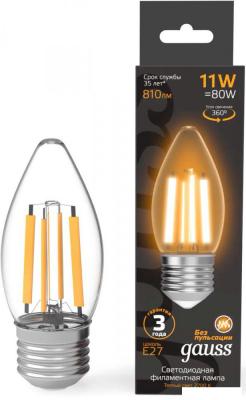 Светодиодная лампочка Gauss Filament Свеча 11W 810lm 2700К Е27 LED 1/10/50 103802111
