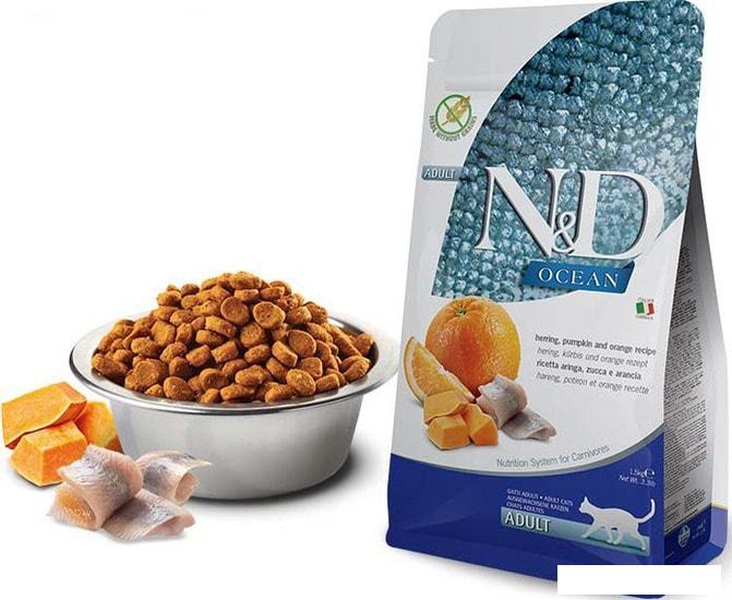 Корма для кошек Farmina N&D Grain Free Ocean Pumpkin Herring & Orange (Сельдь с морской тыквой и апельсином) 5 кг