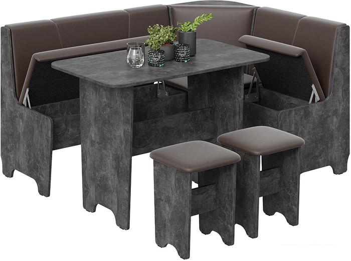 Обеденная группа Трия Техас исп. 1 (ателье темный/экокожа коричневый)