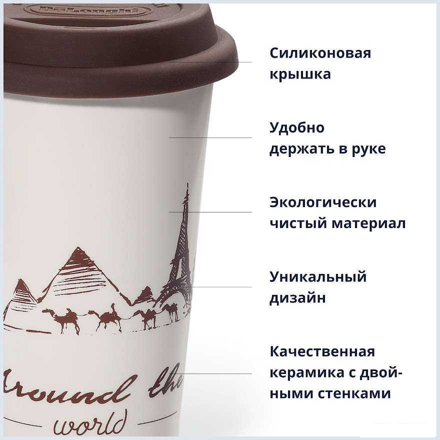 Многоразовый стакан DeLonghi DLSC057 0.3л (белый/коричневый)