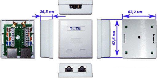 Розетка компьютерная TWT TWT-SM2-4545/S6-WH Розетка компьютерная TWT TWT-SM2-4545/S6-WH