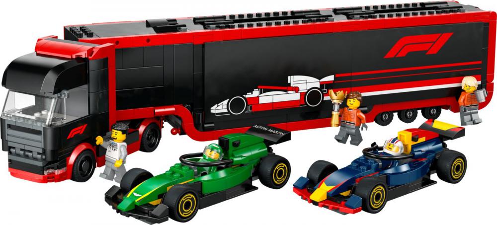 Конструктор LEGO City 60445 Грузовик F1 с болидами RB20 и AMR24 F1