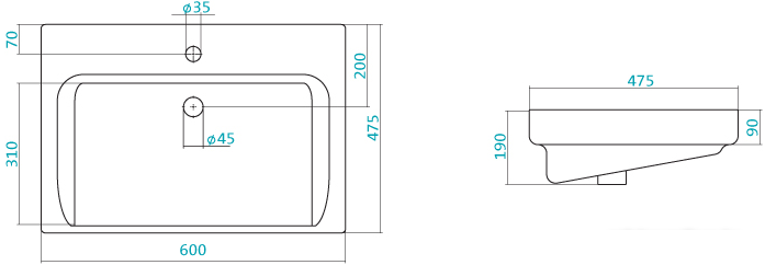 Умывальники Santek Тигода-60 60x47.5 [1.WH30.2.082]