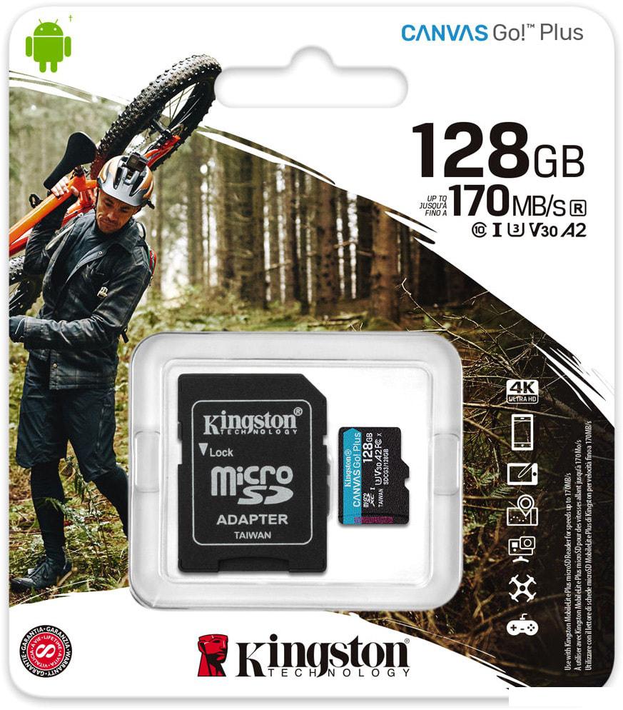 Карта памяти Kingston Canvas Go! Plus microSDXC 128GB (с адаптером) Карта памяти Kingston Canvas Go! Plus microSDXC 128GB (с адаптером)