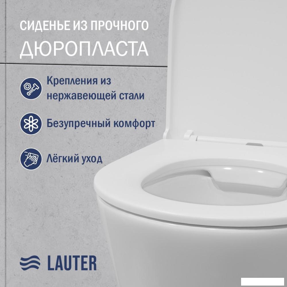 Унитаз подвесной Lauter Longer 2110822 с кнопкой 219701E (круглая, хром)