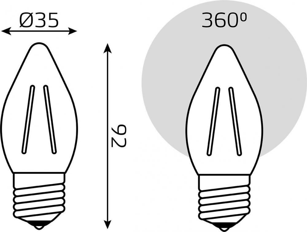 Светодиодная лампочка Gauss Filament Свеча 11W 810lm 2700К Е27 LED 1/10/50 103802111