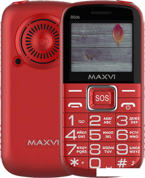 Кнопочный телефон Maxvi B5ds (красный)