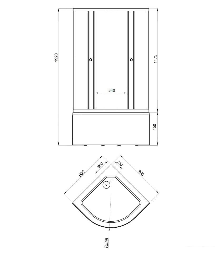 Душевые кабины Triton Ультра Б1 90х90 (прозрачное стекло)