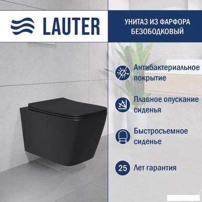 Унитазы Lauter Magdeburg с жестким сиденьем Soft Close 21103EC (черный матовый, скрытое крепление)