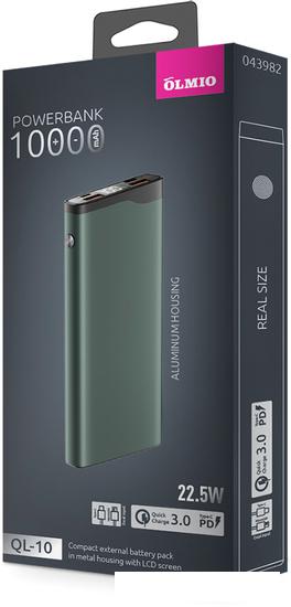 Внешний аккумулятор Olmio QL-10 10000mAh (серый)