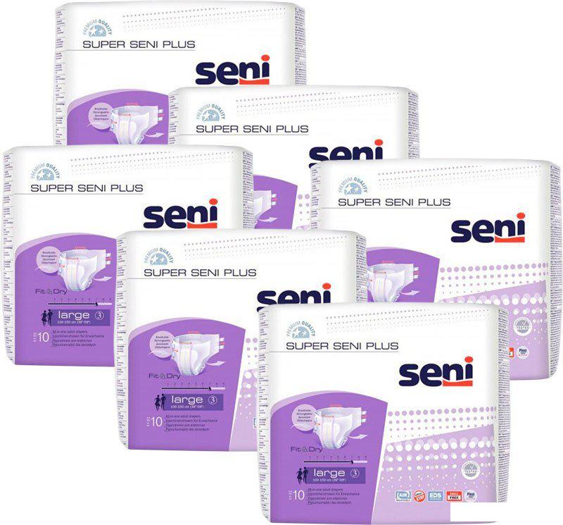 Подгузники для взрослых Seni Super Plus Extra Large (6x10шт)