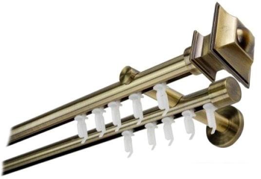 Карнизы для штор Lm Decor Верди 19 мм (антик, гладкая, 1.6м, 19мм, 2 ряда)