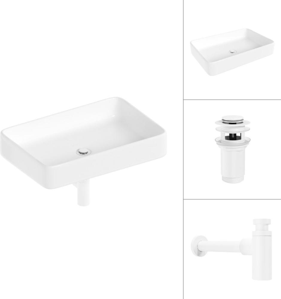 Умывальник Lauter 21842 + клапан 21190W + сифон 21635W (белый матовый)