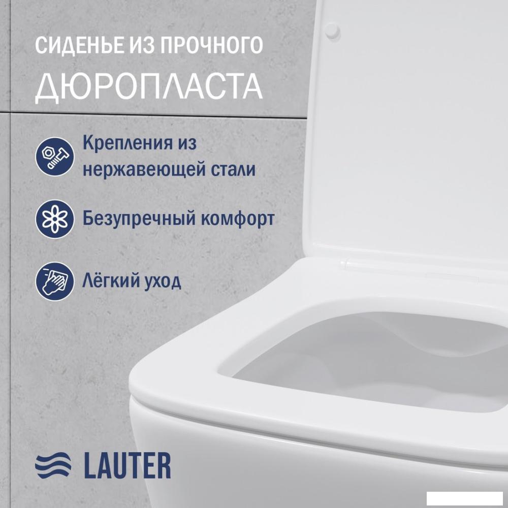 Унитаз подвесной Lauter Square 214903 с кнопкой 219702E (круглая, белый)