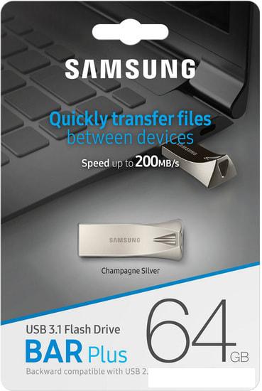 USB Flash Samsung BAR Plus 64GB (серебристый)
