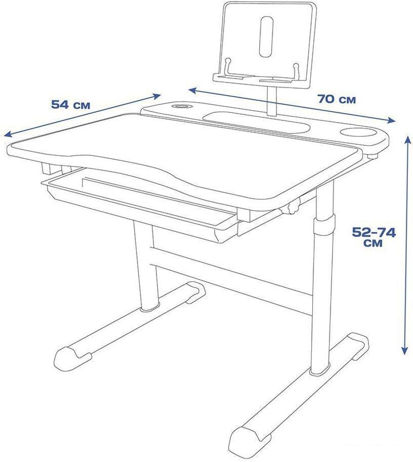 Парта Anatomica Avgusta + стул + выдвижной ящик + подставка (белый/голубой)