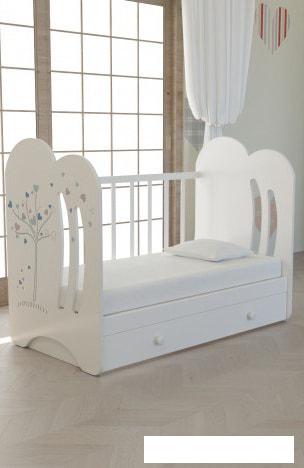Классическая детская кроватка VDK Wind Tree маятник с ящиком (белый)