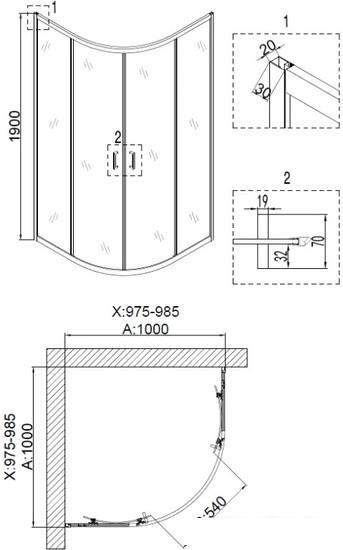 Душевой уголок Niagara NG-6807-08 100x100x190
