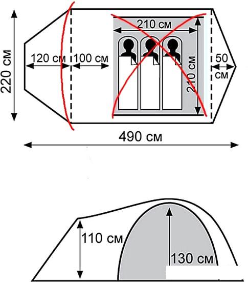 Палатки TRAMP Cave 3 v2 (серый)