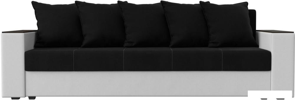 Диваны Лига диванов Дубай лайт полки справа 114330 (микровельвет черный/экокожа белый)
