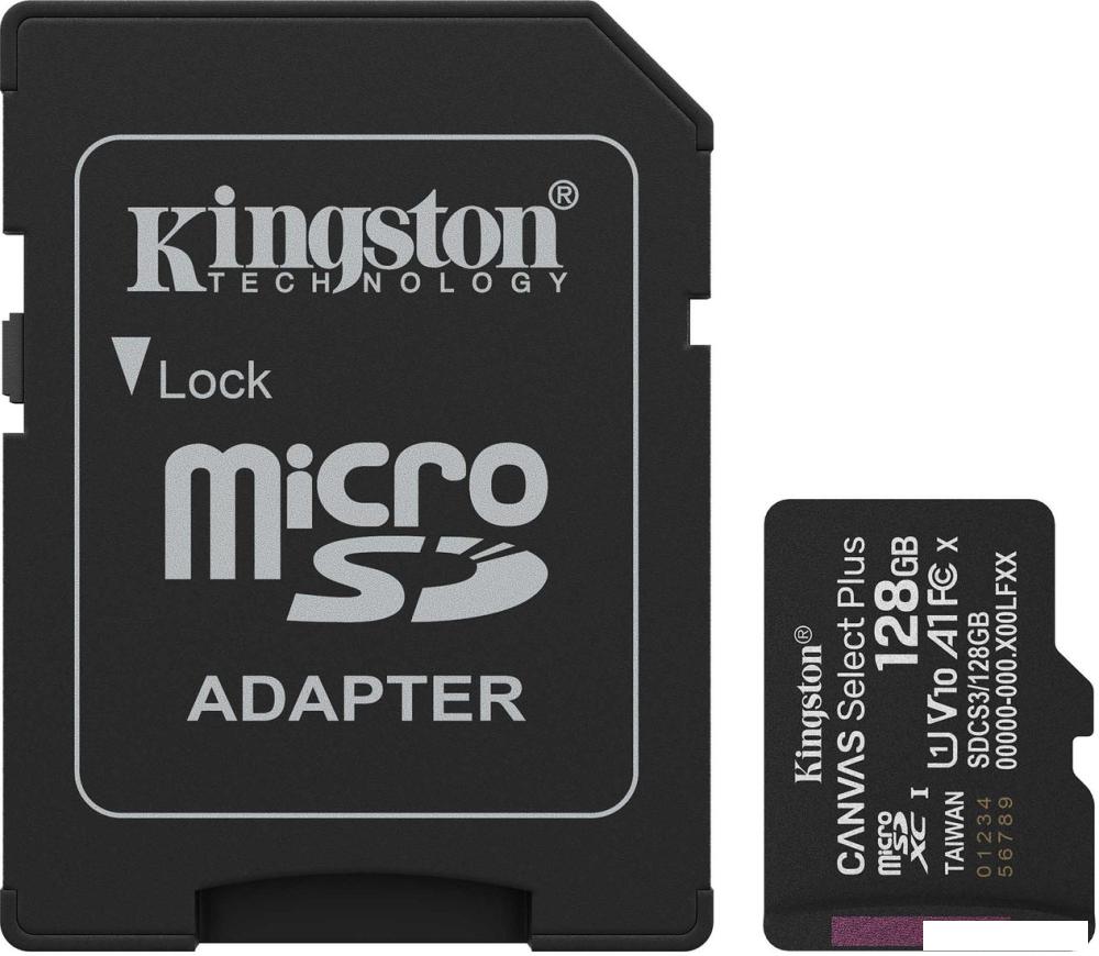 Карта памяти Kingston Canvas Select Plus microSDXC 128GB SDCS3/128GB (с адаптером)