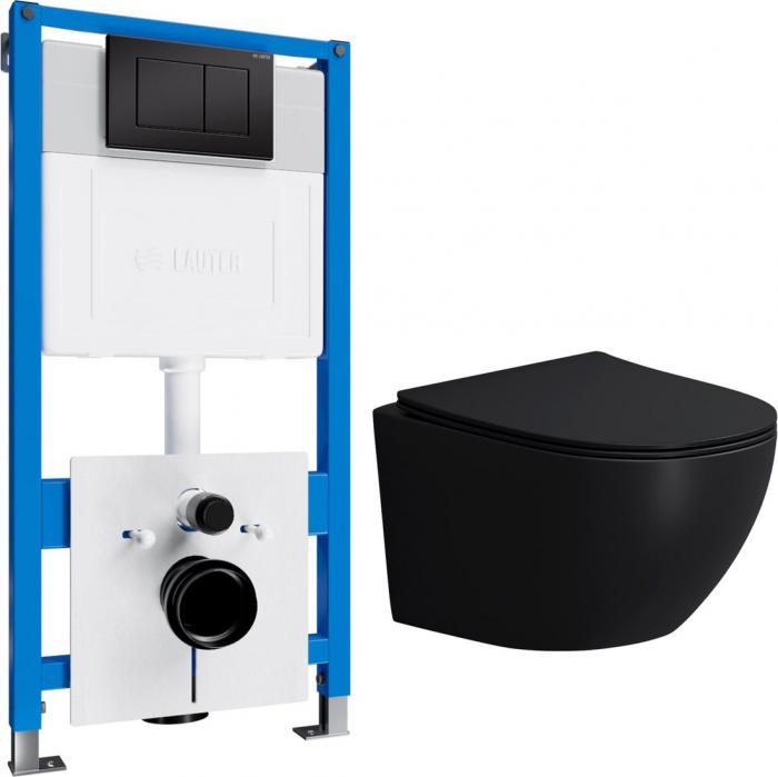Унитаз подвесной Lauter Sulzdorf с микролифтом и кнопкой смыва 219704J (черный)