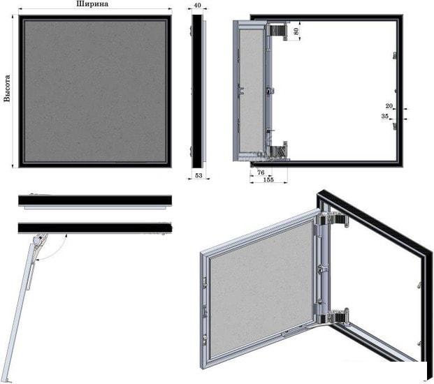 Сантехнические ревизионные люки РусВент Секрет-М (600x1200)
