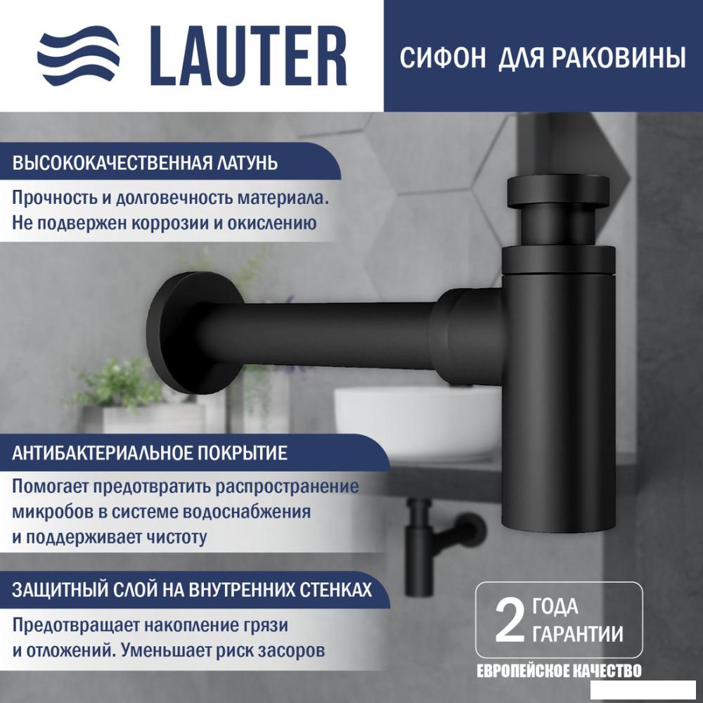 Умывальник Lauter 21601E + клапан 21190B + сифон 21635B (черный матовый)