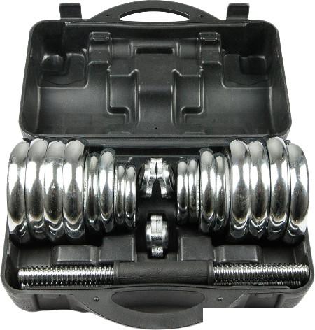 Набор гантелей Ametist хромированные в чемодане 30 кг