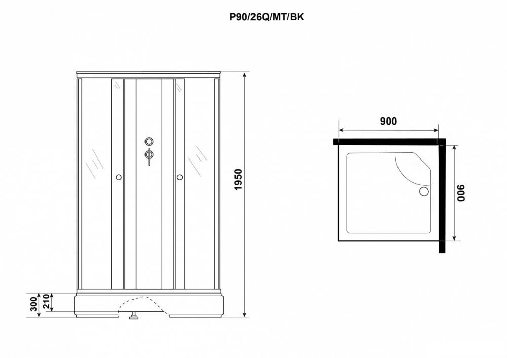 Душевая кабина Niagara Promo P90/26Q/MT/BK 90x90x195