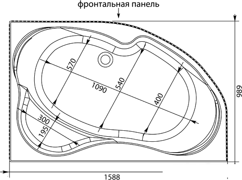 Ванна Aquanet Capri 160x100 R
