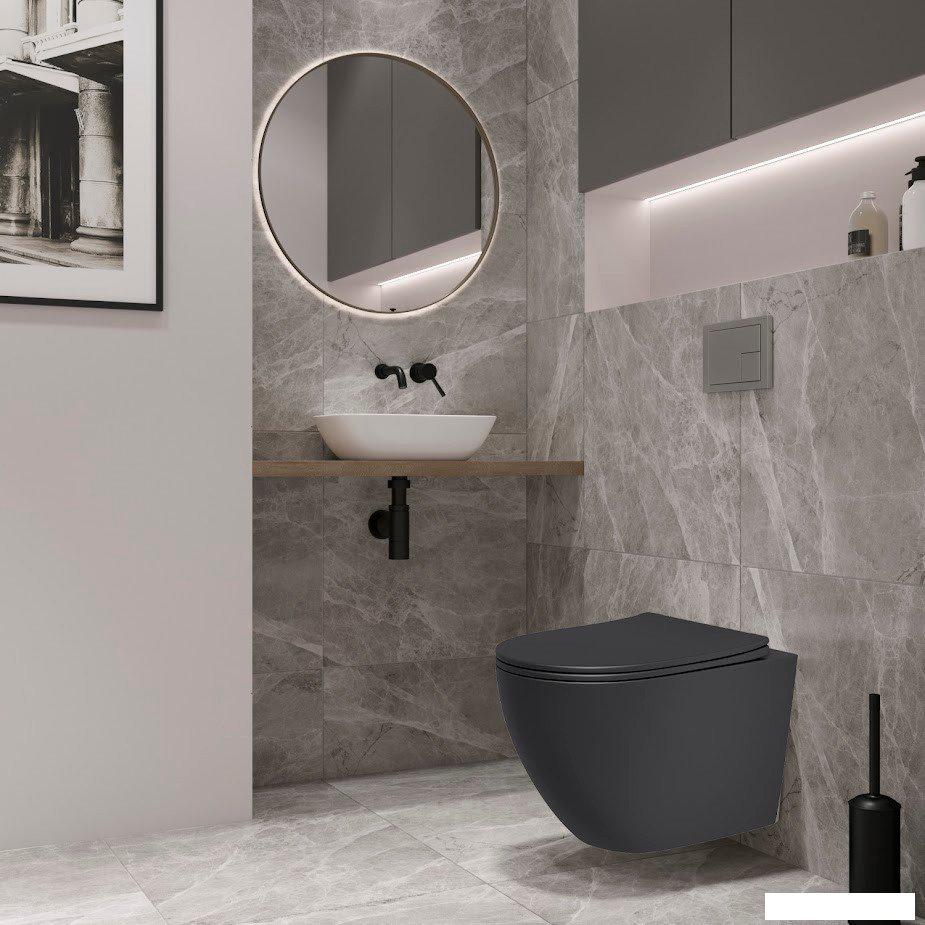 Унитазы Lauter Augsburg с жестким сиденьем Soft Close 21109EC (черный матовый, скрытое крепление)