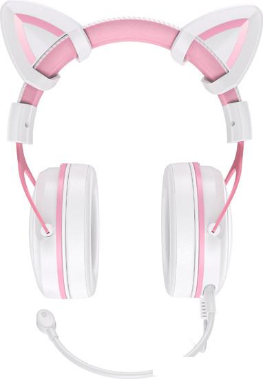 Наушники Onikuma X10 (белый/розовый, с ушками)