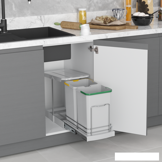 Система сортировки мусора Starax S-2392-G 24 л (серый)