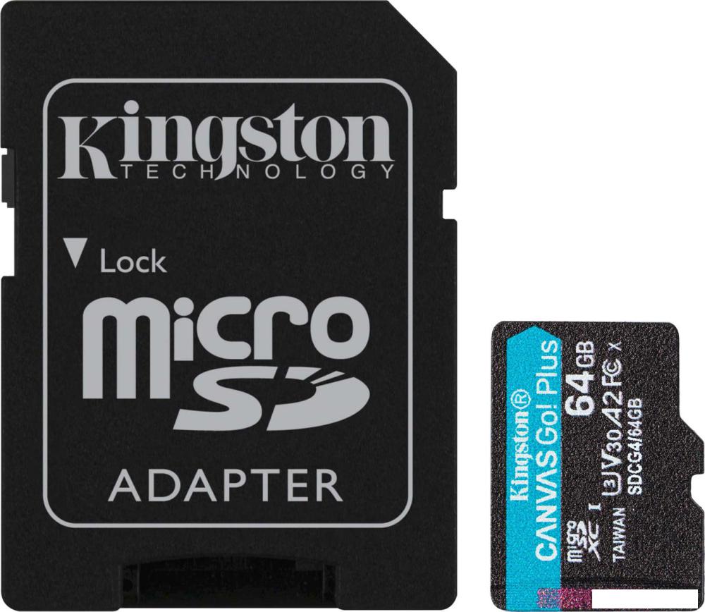 Карта памяти Kingston Canvas Go! microSDXC 64GB SDCG4/64GB (с адаптером)