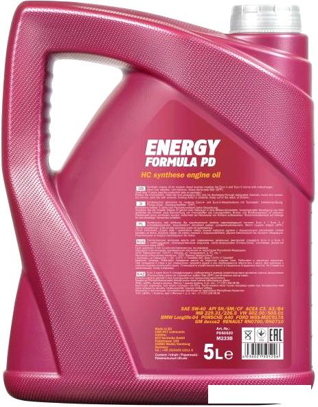 Моторное масло Mannol Energy Formula PD 5W-40 5л