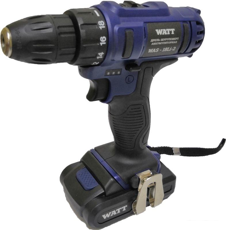 Шуруповерты, гайковерты, электроотвертки WATT WAS-18 Li-2 1.018.031.02 (с 2-мя АКБ)